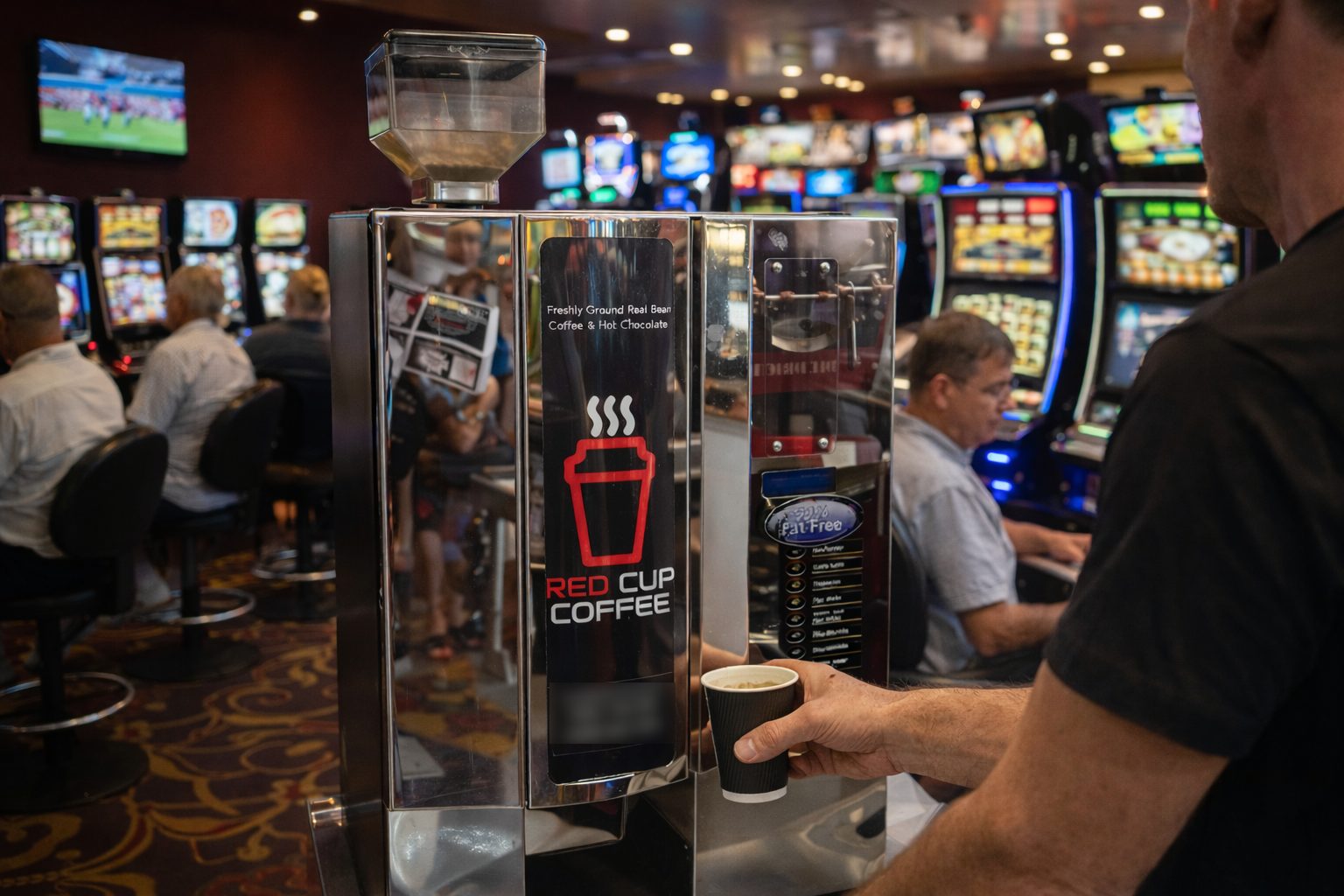 Red Cup Coffee automatic coffee machine in a club venue